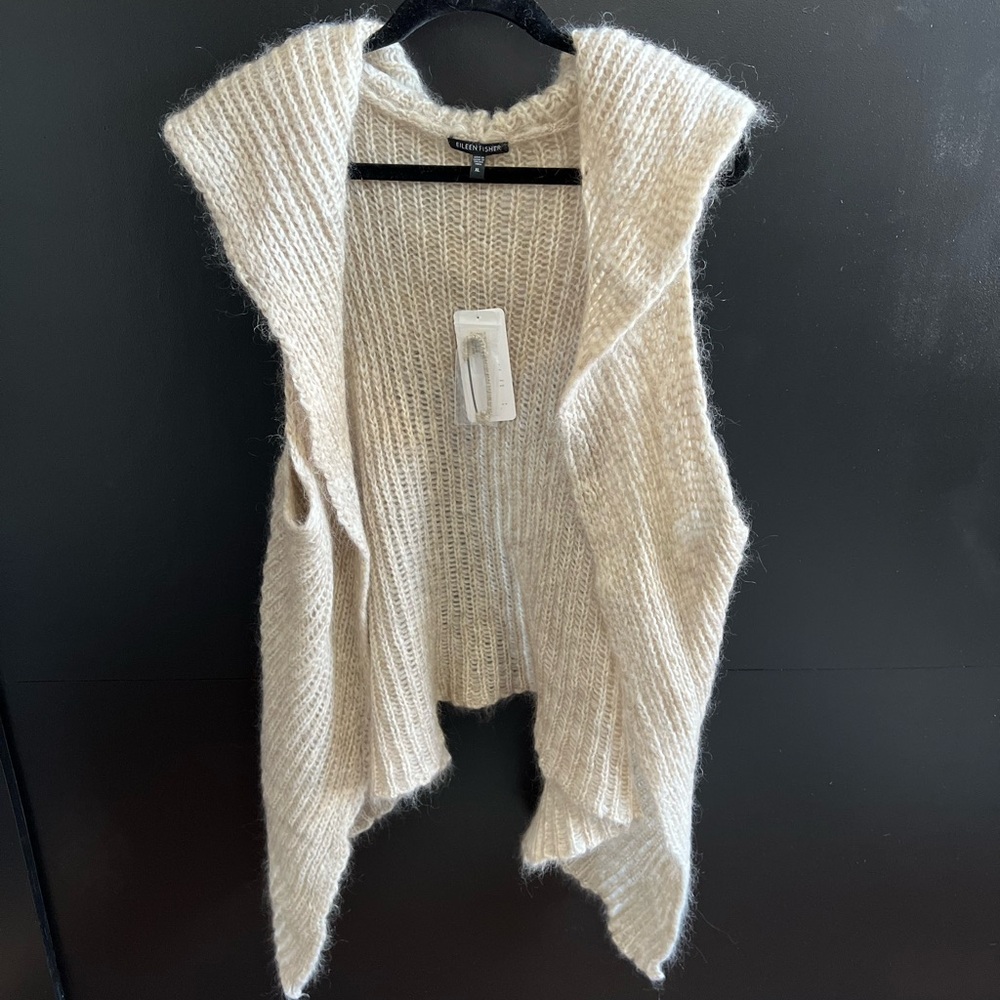 Eileen Fisher Cream Knit Sweater Vest